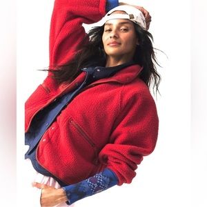 FREE PEOPLE Movement Hit The Slopes Fleece Jacket NEW Size XS Red